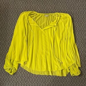 Zara Lemon Yellow Pleated Top
